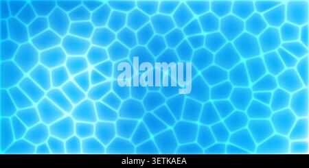 Water surface retro caustic, swimming pool gradient with light ripple above background. Top view sea tide, blue ocean and dark seamless shadow. Underw Stock Vector