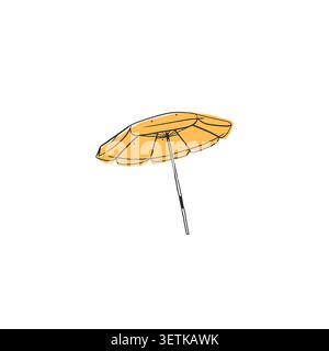 Continuous line drawing of graphic abstract summer beach umbrella sketch silhouette for vacation design and tourism .Minimalist art style. Doodle hand Stock Vector