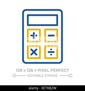Calculator pixel perfect two color line icon Stock Vector