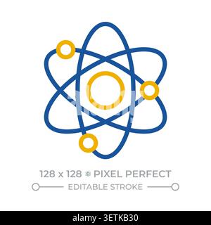 Atomic model pixel perfect two color line icon Stock Vector
