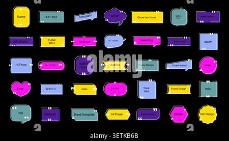 Simple frame design for text or quotes. Outline vector circle, rectangle, square or oval borders. Card or label design. Stock Vector