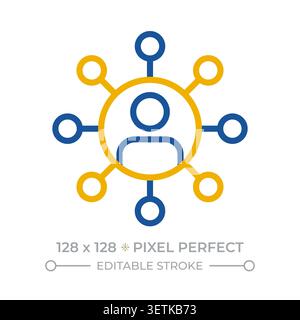 Sociology pixel perfect two color line icon Stock Vector