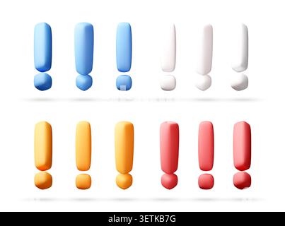 Collection of 3d exclamation mark icons Stock Vector