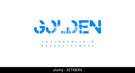 Futuristic Typography Stencil Alphabet Geometric Branding Font Logo Display Technology Modular Blue Identity Vector Illustration Stock Vector