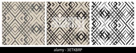 Hand drawn vector abstract stock graphic illustration art seamless pattern,with modern collage contemporary print of textured zig zag lines isolated Stock Vector