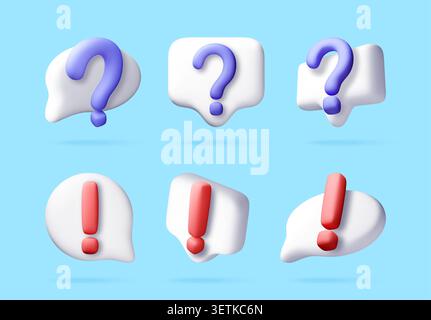 3D bubble with question and exclamation mark Stock Vector