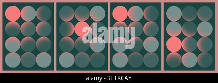 Abstract Poster with Circle Pattern and One Luminous Orb, Smooth Gradient Geometric Composition Stock Vector