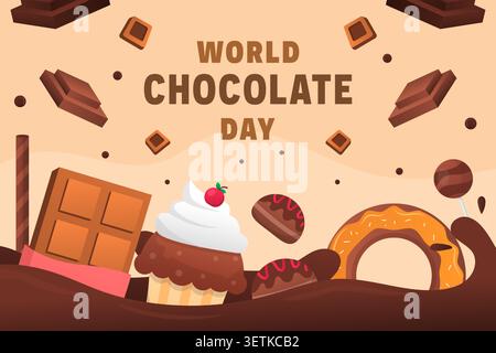 world chocolate day background illustration in gradient style Stock Vector