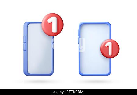 3D smartphone with notification bubble. Stock Vector