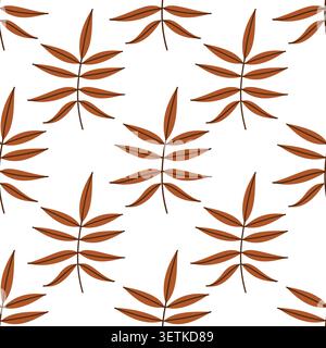 Terracotta autumn branch seamless pattern with brown leaf elements for elegant textile fabric design and wallpaper packaging Stock Vector