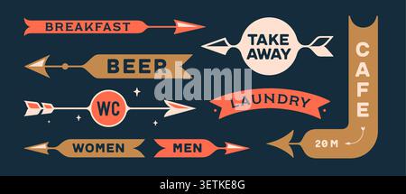 Wayfinding arrows. Directional signs collection Stock Vector