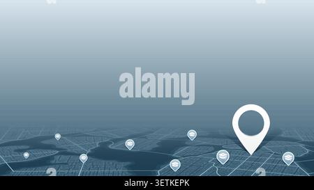 Isometric city map background with education location pins and graduation cap icons showing university or school positions. Vector illustration. Stock Vector