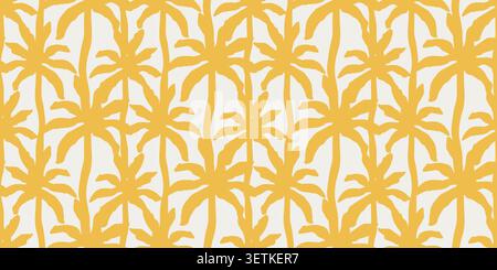 Yellow tropical seamless pattern with palm leaves Stock Vector