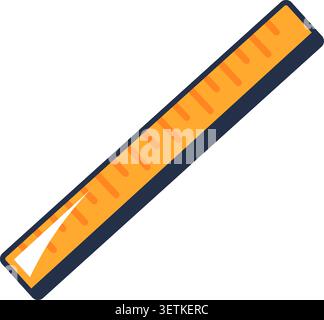 Minimal flat ruler icon with simple geometric design, featuring a clean measuring tool illustration in modern educational and office supply style Stock Vector
