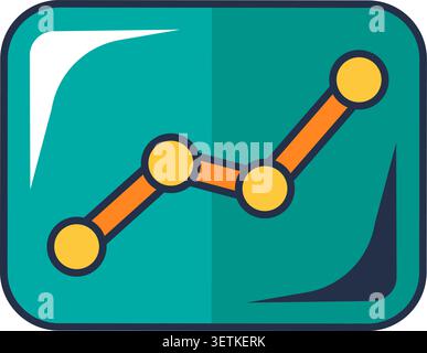 Minimal flat analytics chart icon with simple geometric design, featuring a clean data graph illustration in modern business, finance, and statistics Stock Vector