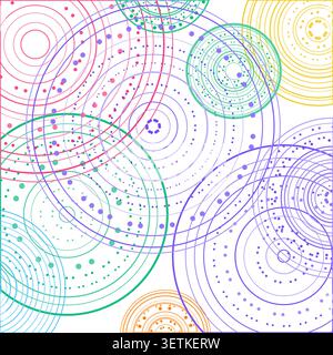 Abstract background made from overlapping concentric circle groups with subtle flattened transparency colors Stock Vector
