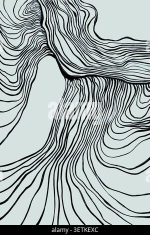 Flowing hand-drawn contour lines forming organic topographic pattern Stock Vector