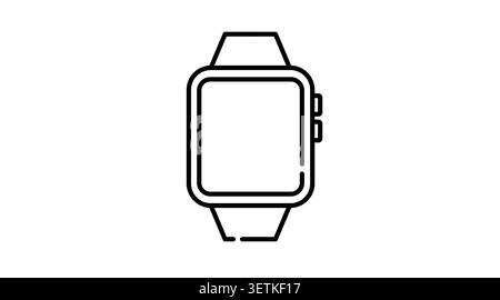 Minimalist smartwatch vector icon: modern smart watch symbol, black line art illustration for wearable technology and fitness tracker UI/UX. Stock Vector
