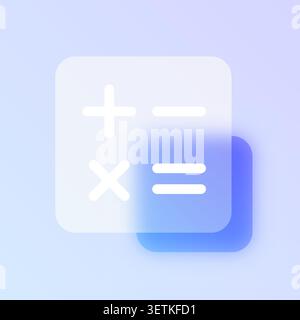 Calculator math glassmorphism icon. Stock Vector