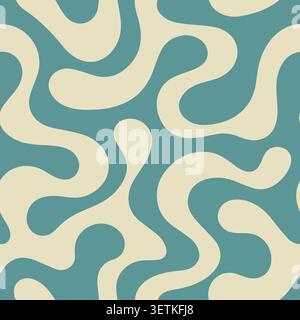 Groovy seamless pattern. Wave background. Repeated organic waves shape. Wavy stripe. Repeating smooth swirl line. Abstract patern. Fun prints. Liquid Stock Vector