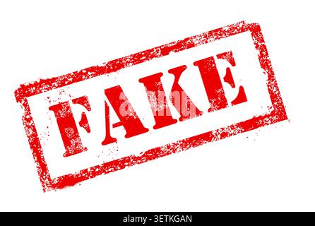 Fake content stamp, counterfeit or misleading photo or video, forgery, vector Stock Vector