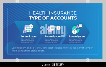 Health insurance type of accounts presentation slide template Stock Vector