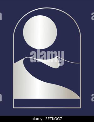 Vintage Retro Moon Crescent Logo Design. Modern and minimalist moon logo Stock Vector