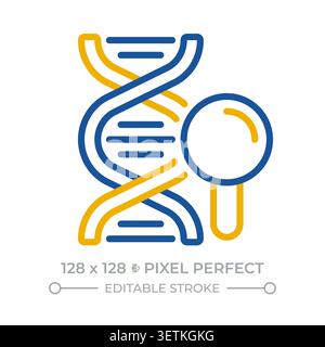 Genetics pixel perfect two color line icon Stock Vector