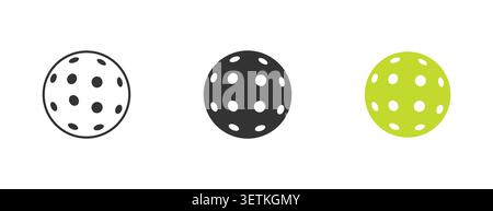 Pickleball ball svg, Pickleball ball silhouette, Pickleball svg, Pickleball illustration, Pickleball outline, Pickleball flat icon. Stock Vector