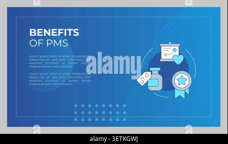 Benefits of PMS presentation slide template Stock Vector