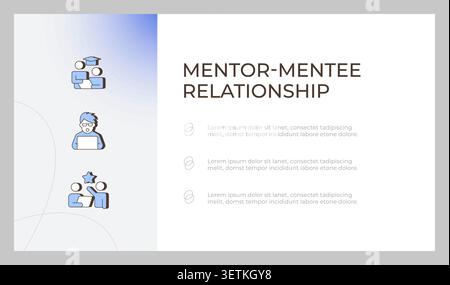 Mentor mentee relationship presentation slide template Stock Vector