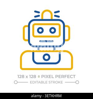 Robotics pixel perfect two color line icon Stock Vector