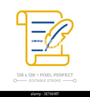 Literature pixel perfect two color line icon Stock Vector