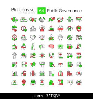 Public governance line color icons set Stock Vector