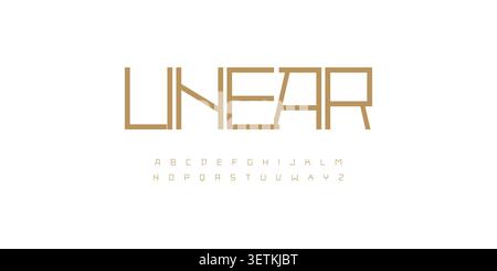 Linear outline font alphabet with clean spaced construction for premium branding, fashion title, modern logo and elegant label design. Gallery icon Stock Vector