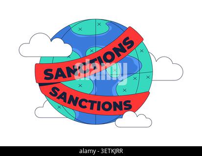 Global sanctions 2D illustration concept Stock Vector