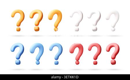 Set of colorful 3D question marks Stock Vector