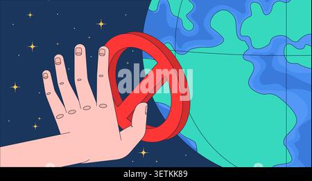 Global restriction and sanctions against world 2D illustration concept Stock Vector