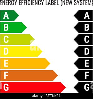 Energy Efficiency Rating Label Isolated on Transparent Background Stock Vector