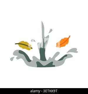 Autumn Water Splash Vector Illustration Flat  Stock Vector