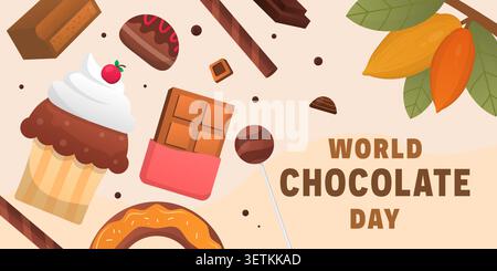 world chocolate day horizontal banner illustration in gradient style Stock Vector