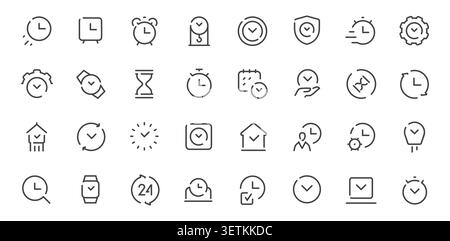 Time management and clock Icons set in minimal outline style vector illustration Stock Vector