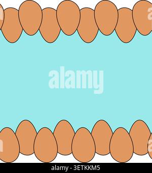 Egg colored horizontal border frame template hand drawn illustration. Vector graphic line art. Perfect for cafe logo, branding, packaging, labels, and Stock Vector