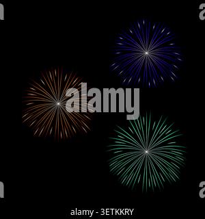 Fireworks Vector on Black Background. Stock Vector
