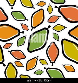 Papaya seamless pattern background. tropical fresh papaya fruit. vector illustration. Stock Vector