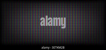 Fading RGB screen pixel background. LCD display grid dots wallpaper. LED TV screen pattern. Red Green Blue diode pixels videowall concept. Projector or television monitor texture backdrop. Vector Stock Vector