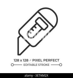 Utility knife pixel perfect line icon Stock Vector