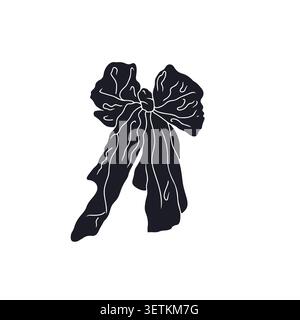 Hand drawn black silhouette fancy bow knot isolated on white background Stock Vector