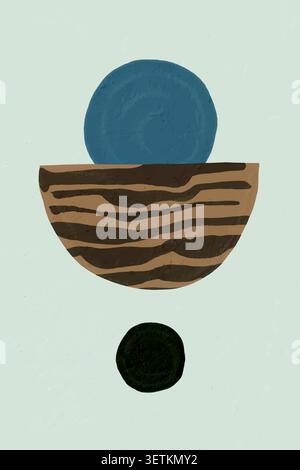 Abstract geometric composition with textured semicircle and circles Stock Vector