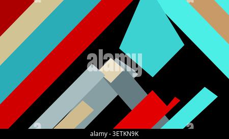 Abstract geometric pattern with overlapping colorful shapes and dynamic lines on a dark background, creating a modern design. Stock Vector